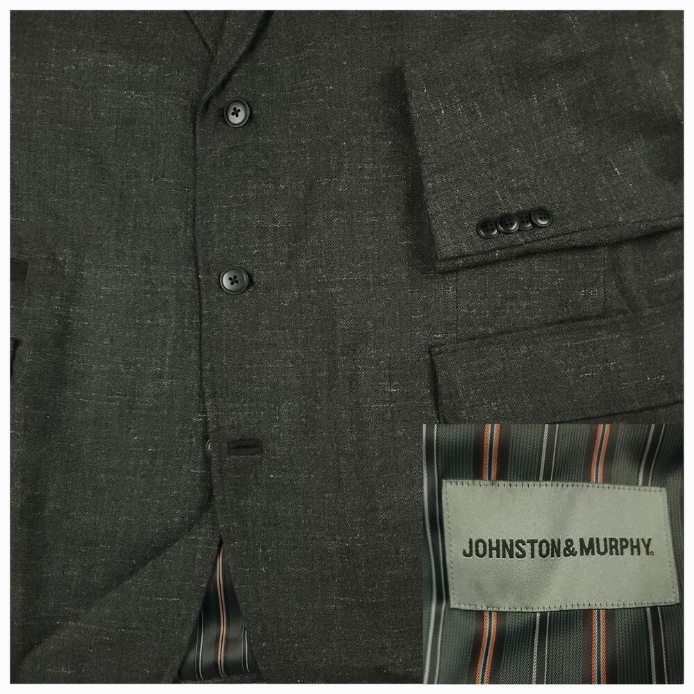 Johnson Murphy Sport Coat Mens 50R 2XL Wool Linen Ivy Style Casual Slim Fit Gray